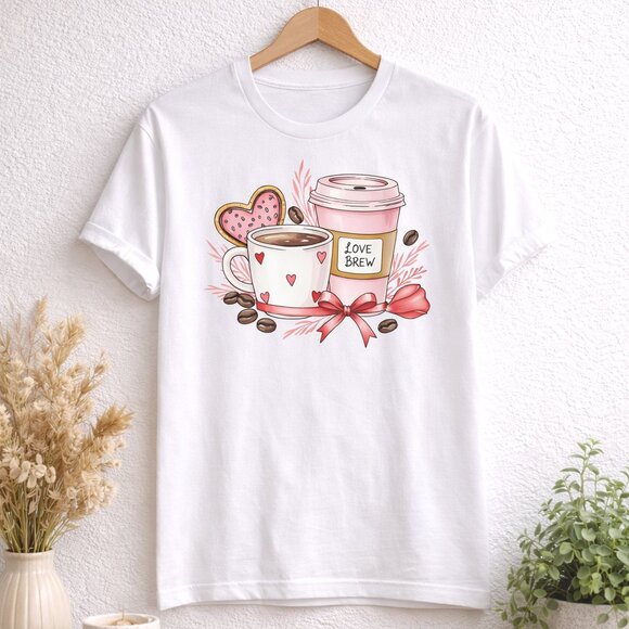 coffee time anyone  on a white tee shirt  for valentine's day - Picture 2 of 2
